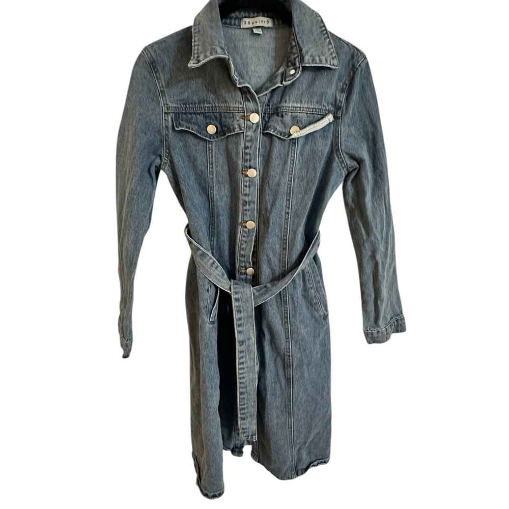 Denim Button-Up Dress with Belt
